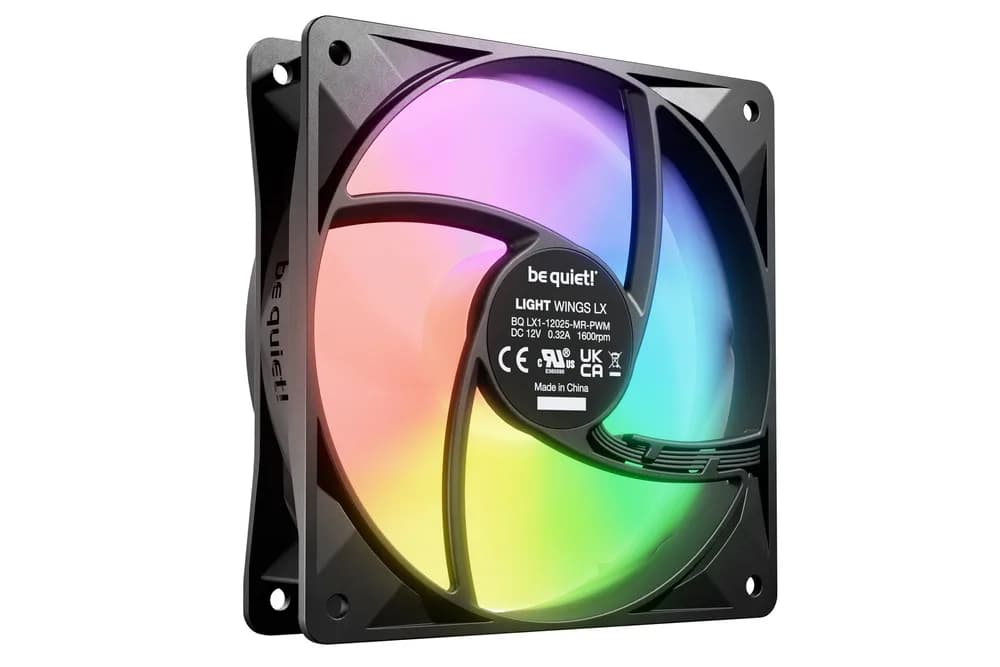 Ventilator be quiet "LIGHT WINGS LX", 120mm, max. 1600 RPM, Rifle Bearing, 4pin PWM, negru, "BL120" — miniatură