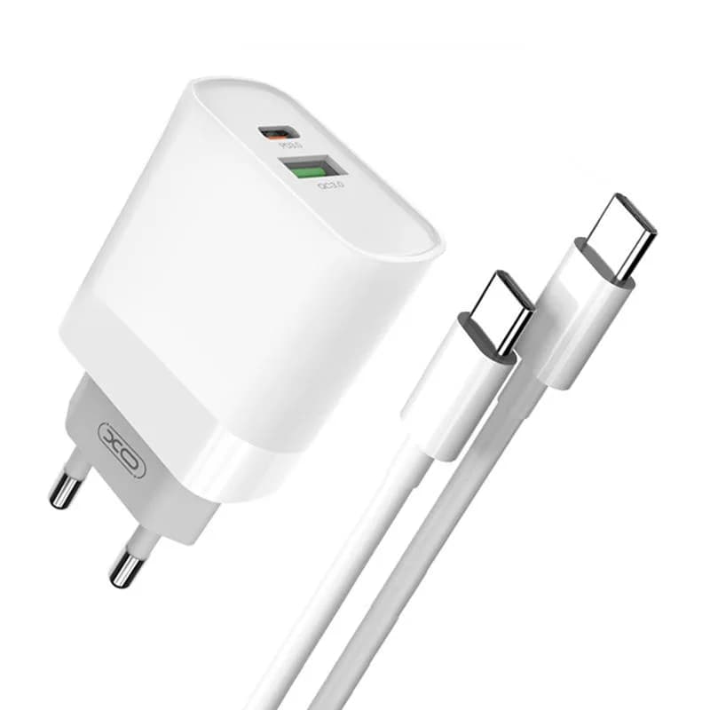 Încărcător de rețea XO L64, USB + USB-C (alb)