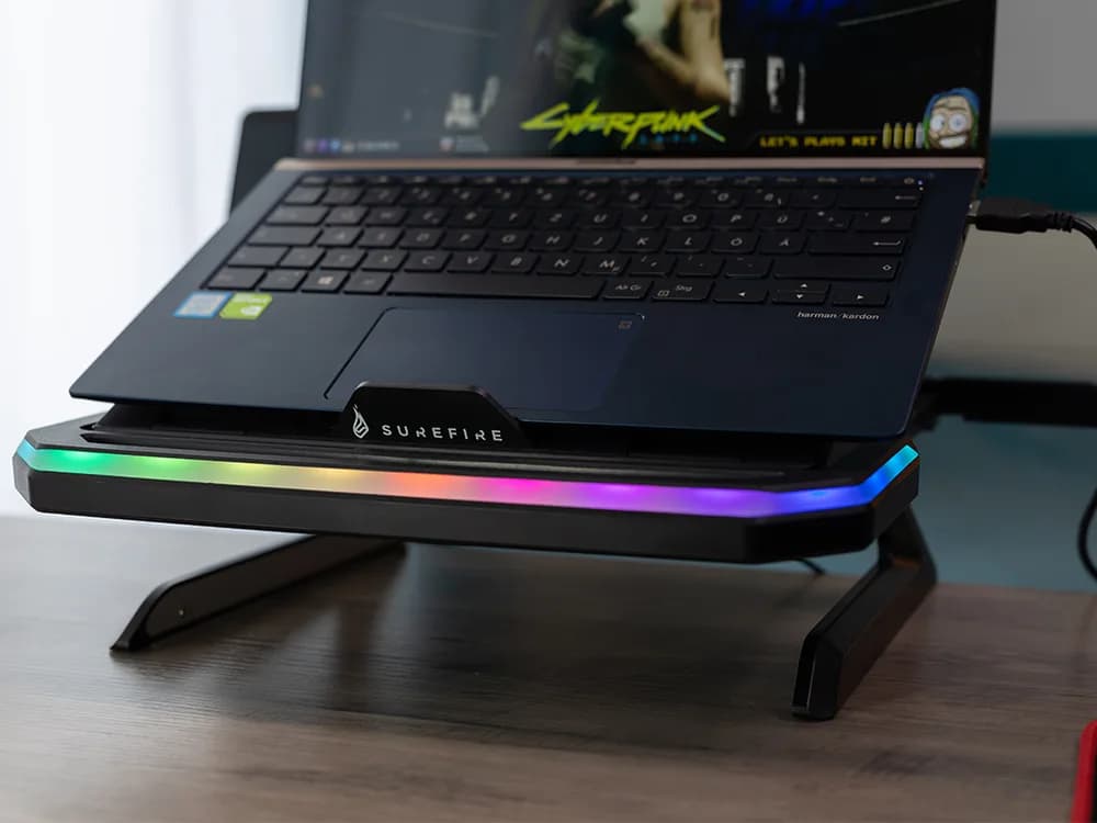 STAND Notebook Verbatim Portus X1 Foldable Laptop Stand with RGB "48842" — miniatură