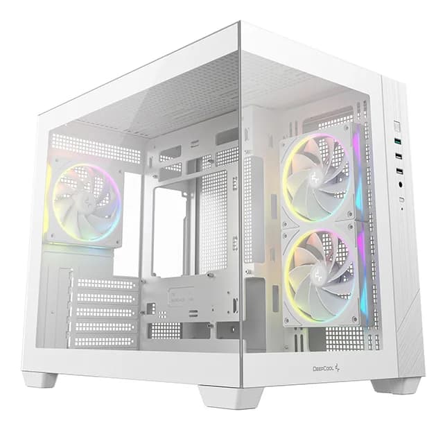 CARCASA DeepCool "CG330 3F WH", middle tower, gaming, fara sursa, suporta 9xfan, 3xfan inclus, USB 3.2 gen1 x 1, USB 2.0 x 2, audio+mic, 5 sloturi expansiune, alb, "R-CG330-WHNGM3-G"