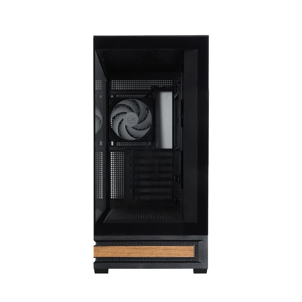 CARCASA Zalman "P40 NAMU", middle tower, gaming, fara sursa, suporta 10xfan, 4xfan inclus, PSU shroud, afisaj electronic, USB Type-C x 1, USB 3.1 gen1 x 2, audio+mic, 7 sloturi expansiune, negru, "P40 NAMU Black" — miniatură