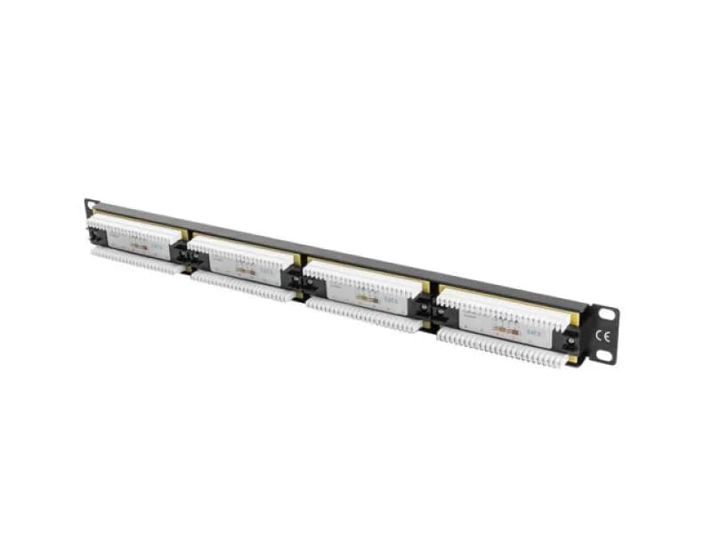 Patch panel 24 porturi 1U 19" Cat.6 UTP negru