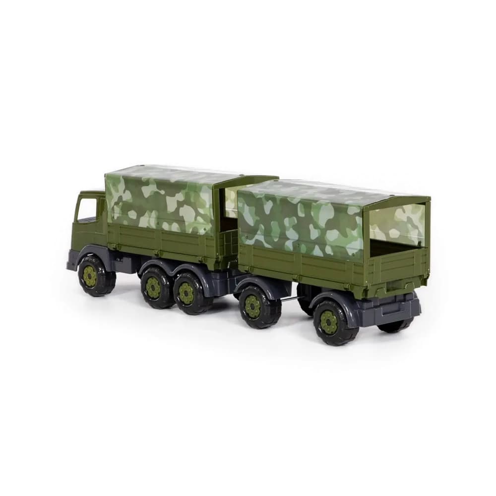Camion militar cu prelata si remorca - SuperTruck, 71x16x22 cm — miniatură