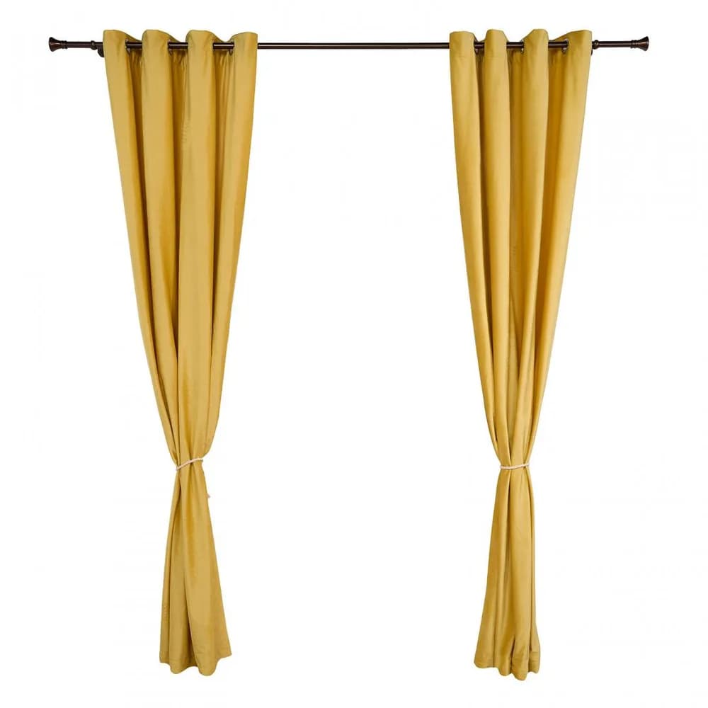 Set 2 draperii catifea 140x270 cm - Galbene — miniatură