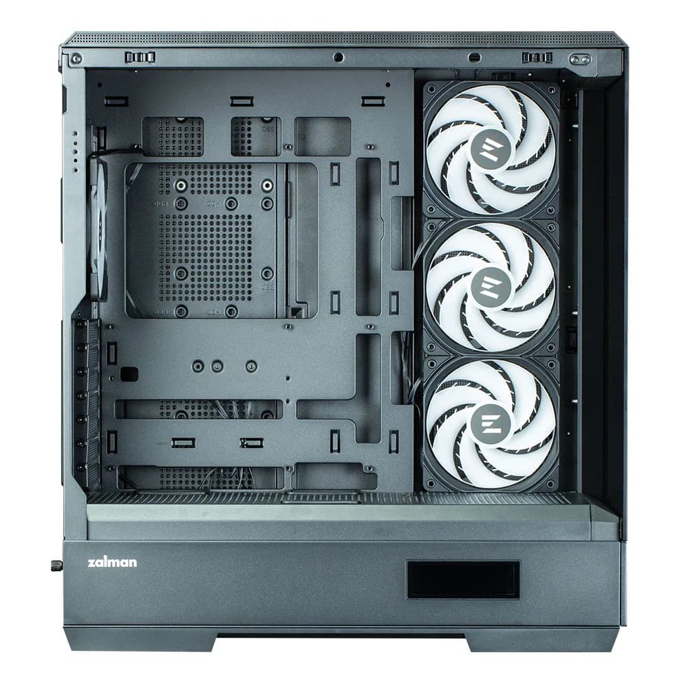 CARCASA Zalman "P50 DS", middle tower, gaming, fara sursa, suporta 10xfan, 4xfan inclus, PSU shroud, USB 3.1 gen1 x 2, audio+mic, 7 sloturi expansiune, negru, "P50 DS Black" — miniatură