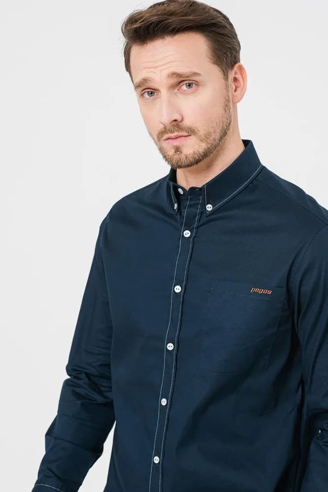 CAMASA CASUAL BARBATI DARK NAVY M — miniatură