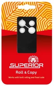 TELECOMANDA UNIVERSALA RF Superior, compatib porti si bariere cu frecv roll si copy 433.92 Mhz, necesita telecomanda orig ptr cop cod, bateriile (2xCR2025) incluse "SUPRR001" — miniatură