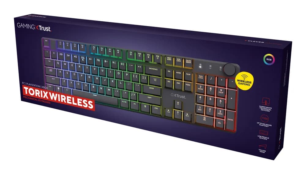 Tastatura Mecanica Gaming Trust GXT 868 Torix, Wireless, Negru — miniatură