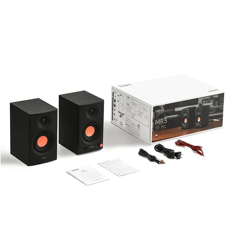 BOXE EDIFIER 2.0, RMS: 36W (2 x 18W), studio monitor, volum, bass, treble, intrare jack 6.35 TRS balanced, RCA, iesire casti, black, "MR3-BK" — miniatură