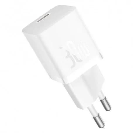 INCARCATOR retea Baseus GaN5 Pro, Quick Charge 30W, 1 x USB Type-C, include cablu USB Type-C la USB Type-C 100W 1m, alb "P10110902213-00" - 6932172654443