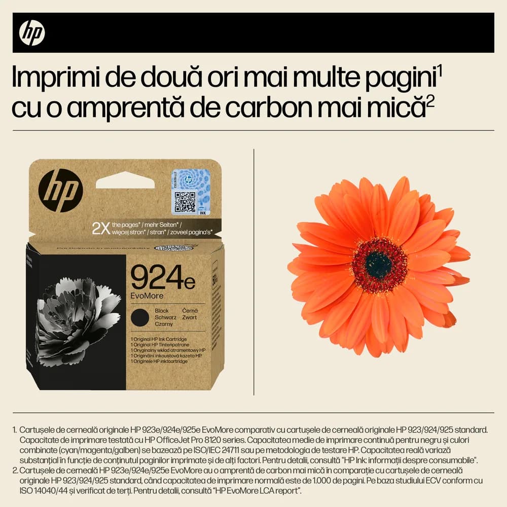 Cartus Cerneala Original HP Black, nr.924E, pentru 8120e|8130e, 500, incl.TV 1.2 RON, "4K0V0NE" — miniatură