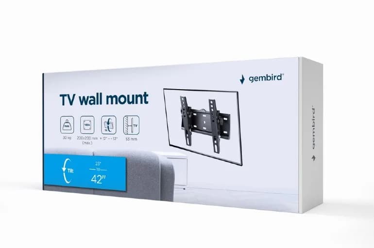 SUPORT de perete GEMBIRD, pt 1 TV/monitor, diag. max 23" - 42", inclinare, max 30 kg, "WM-42T-02" — miniatură