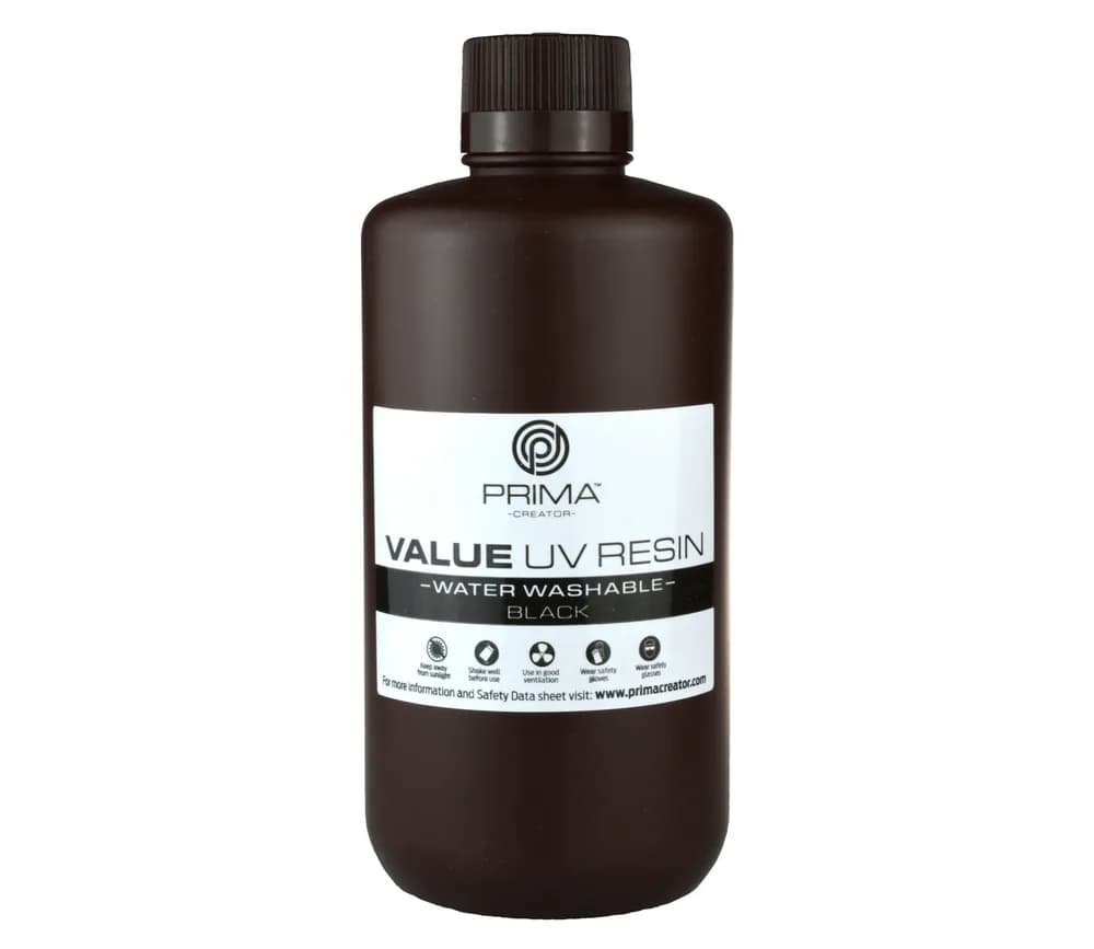 Rășină 3D PrimaCreator Value Water Washable UV – 1 kg – Black — miniatură