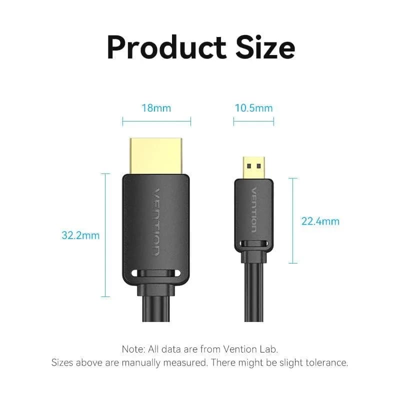 Cablu video Vention, microHDMI(T) la HDMI(T), 3m, rezolutie 4K la 60Hz, negru, "AGIBI" - 6922794772144 — miniatură