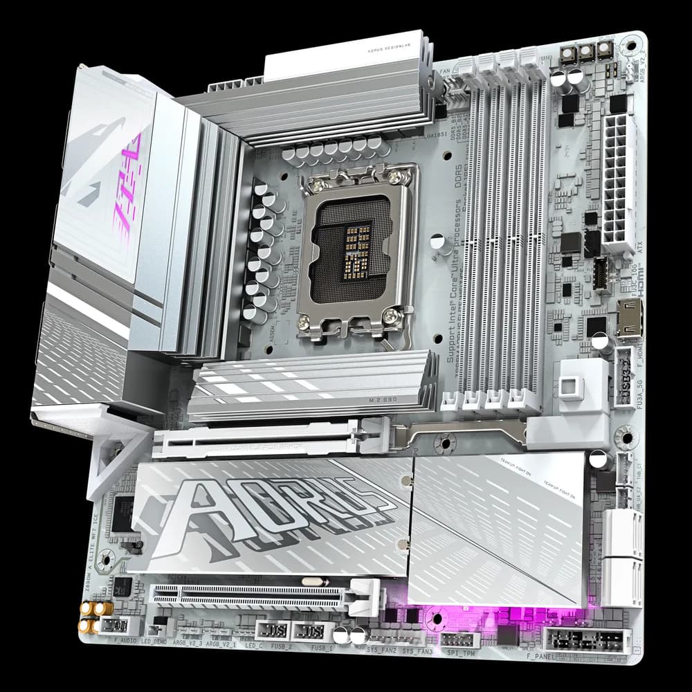 Placa de baza GIGABYTE Z890M AORUS ELITE WIFI7 ICE, LGA1851, DDR5, BT, Wi-Fi, Micro ATX, Alb "Z890M A ELITE WF7 ICE" — miniatură