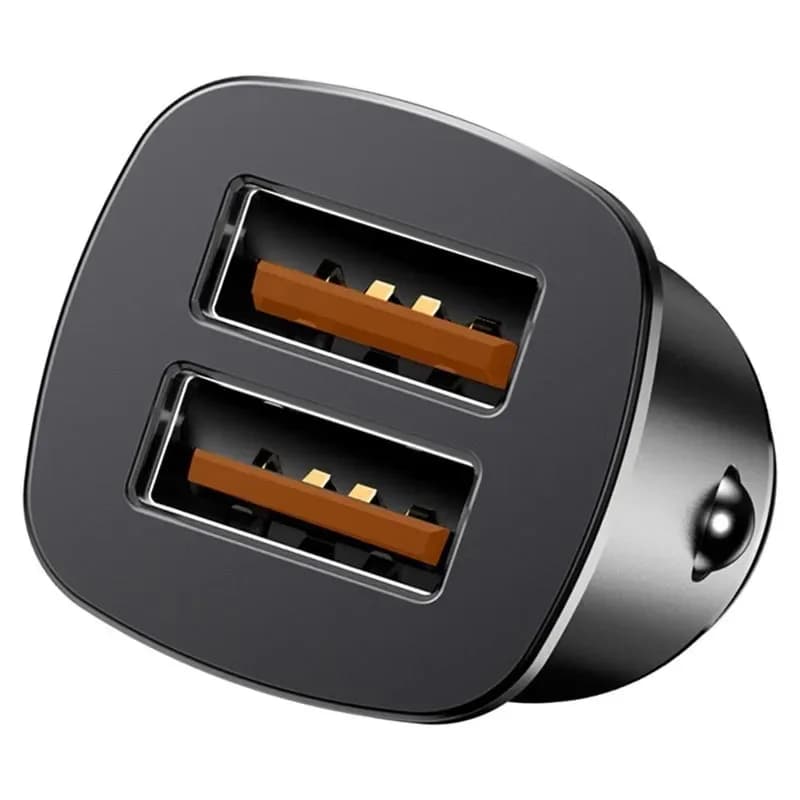 INCARCATOR AUTO Baseus Metal, QC3.0, 2 x USB, total output 30W, pt. bricheta auto, negru "CCALL-DS01" - 6953156284180 — miniatură