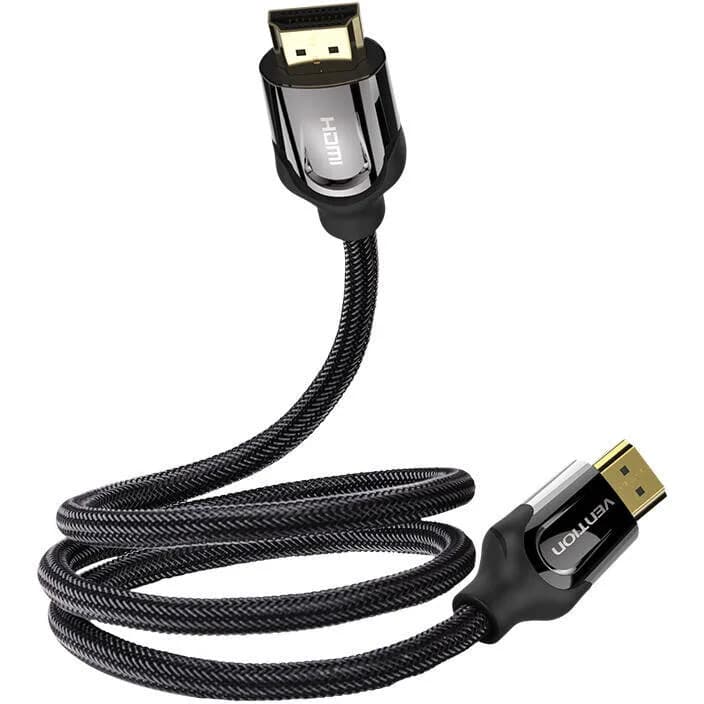 Cablu video Vention,HDMI(T) la HDMI(T),1m, rez max 4K 60Hz/1080p 60Hz,conectori auriti,cupru placat cu argint,invelis PVC si nylon braided,negru,"VAA-B05-B100"- 6922794718692 — miniatură