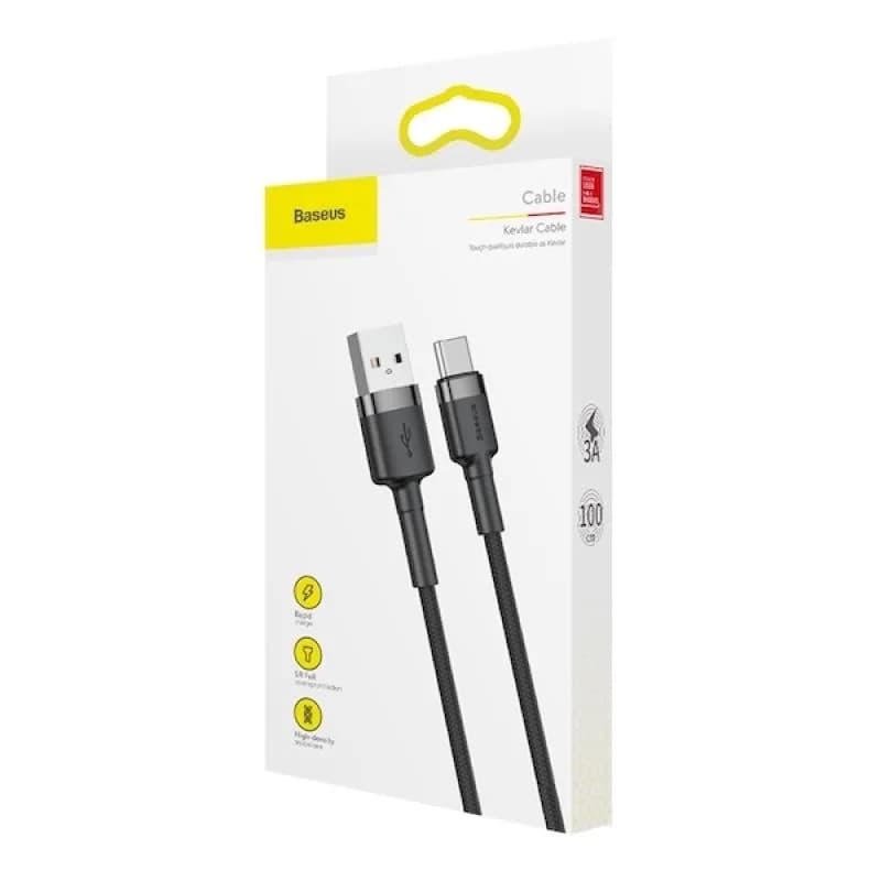 Cablu Date si Incarcare USB-A - USB-C Baseus Cafule, 18W, 1m, Gri CATKLF-BG1, gri