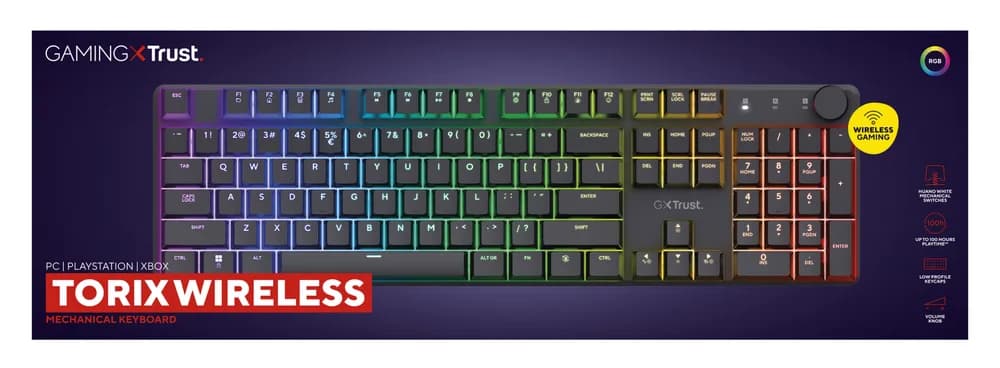 Tastatura Mecanica Gaming Trust GXT 868 Torix, Wireless, Negru — miniatură
