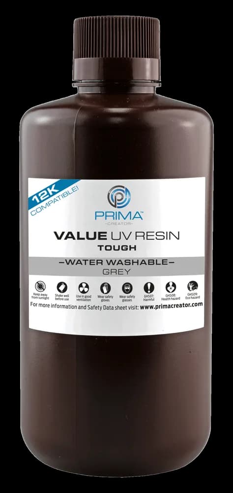 Rășină 3D PrimaCreator Value Tough (ABS Like) Water Washable UV – 1 kg (PV-RTWW-B405-1000-WH) — miniatură