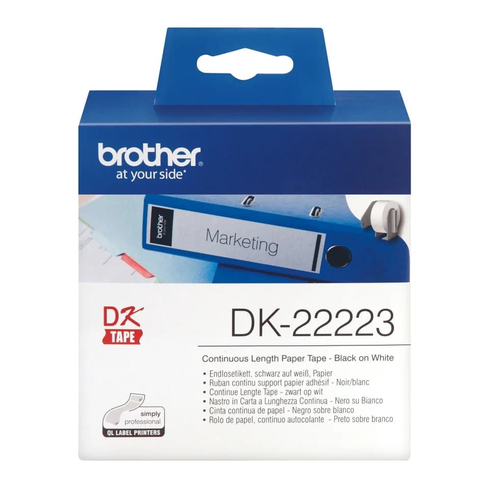 Banda Continua Hartie Original Brother Black on White, DK22223, pentru P-TOUCH QL-1100|1110|800|810|1050|1060|500|560|570|580|650|702, 50mmX30.48m, incl.TV 0 RON, "DK22223"