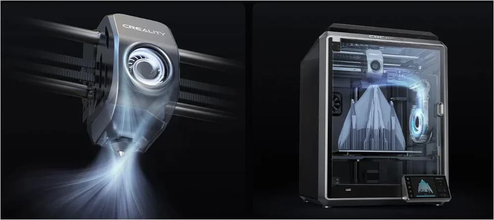 Imprimanta 3D Creality K1, Tehnologie FDM, viteza printare 600mm/s, Precizie 100 +/-0.1mm, Diametru filament: 1.75mm, tip filament compatibil: ABS/PLA/PETG/PET/TPU/PA/ABS/ASA/PC/PLA-CF/PA-CF/PET-CF, Transfer fisier: USB drive,WIFI temperatura duza:300 C, Format: STL/OBJ/AMF,Software: Creality Print — miniatură