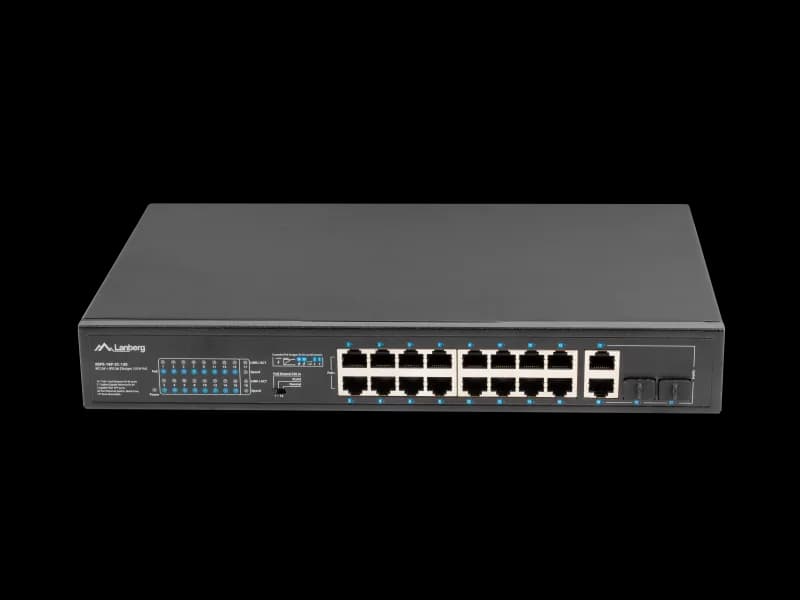Switch 16x 100 Mb PoE+ / 2x 1 Gb / 1x SFP, fara management, rack 10" & 19", Gigabit Ethernet, 150W
