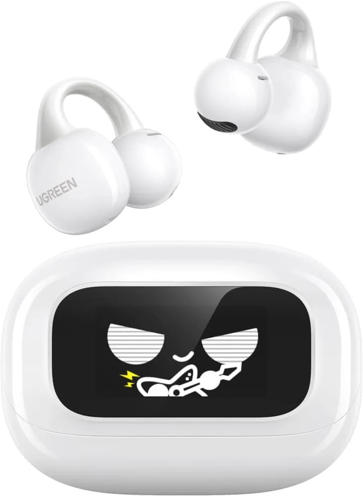 CASTI Ugreen, "WS208", TWS, Bluetooth 5.4, ANC, HiTune ClipBuds, 30 ore durata viata baterie, ecran tactil, alb, "55136"
