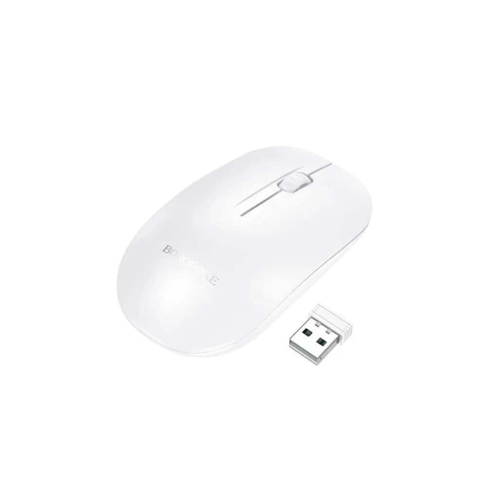 MOUSE Borofone "BG14", PC sau NB wireless 2.4GHz, 1000 CPI, butoane/scroll 3/1, alb,"6941991113383"