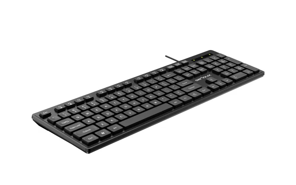 Tastatura Serioux cu fir, interfata USB, 104 taste, material ABS, US Layout, lungime cablu 1.5m PVC, dimensiuni 429*128*20mm; 416g, negru — miniatură