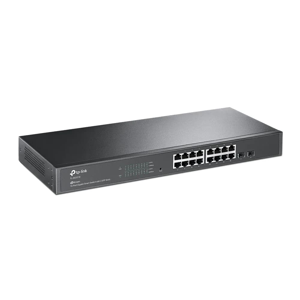 SWITCH TP-LINK L2+ cu management 16 porturi Gigabit + 2 sloturi SFP, carcasa metalica, rackabil "TL-SG2218" — miniatură