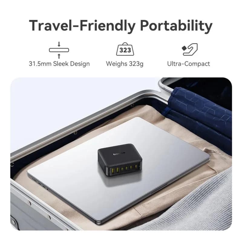 INCARCATOR retea Baseus EnerFill FH21, Quick Charge 120W, 4 x USB Type-C, 2 x USB, negru "E0120T00" - 6932172698331 — miniatură