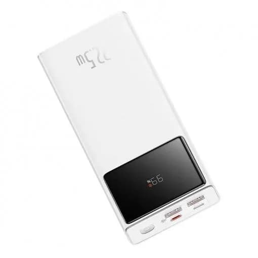 Baterie externa Baseus Star-Lord, capacitate 30.000 mAh, 2 porturi iesire USB 2.0, 1 port USB-C, voltaj iesire 9 V, amperaj 3 A, functii display digital pentru nivel baterie, alb — miniatură