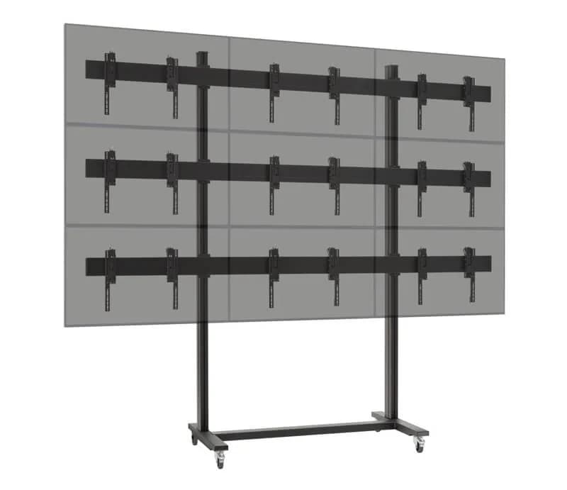 Solutie VideoWall cu baza mobila Vogel's 3x3, 9 x Display-uri SMART Signage LG 49VL5G - Bezel 3.5mm edge to edge