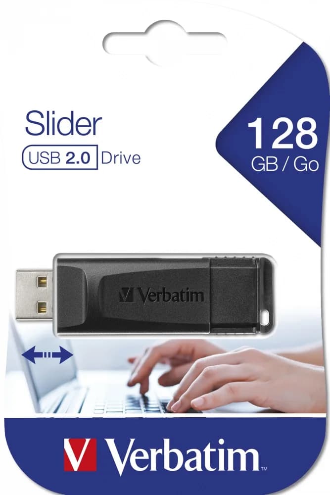 MEMORIE USB VERBATIM SLIDER, USB 2.0, 128GB BLK, "49328" — miniatură