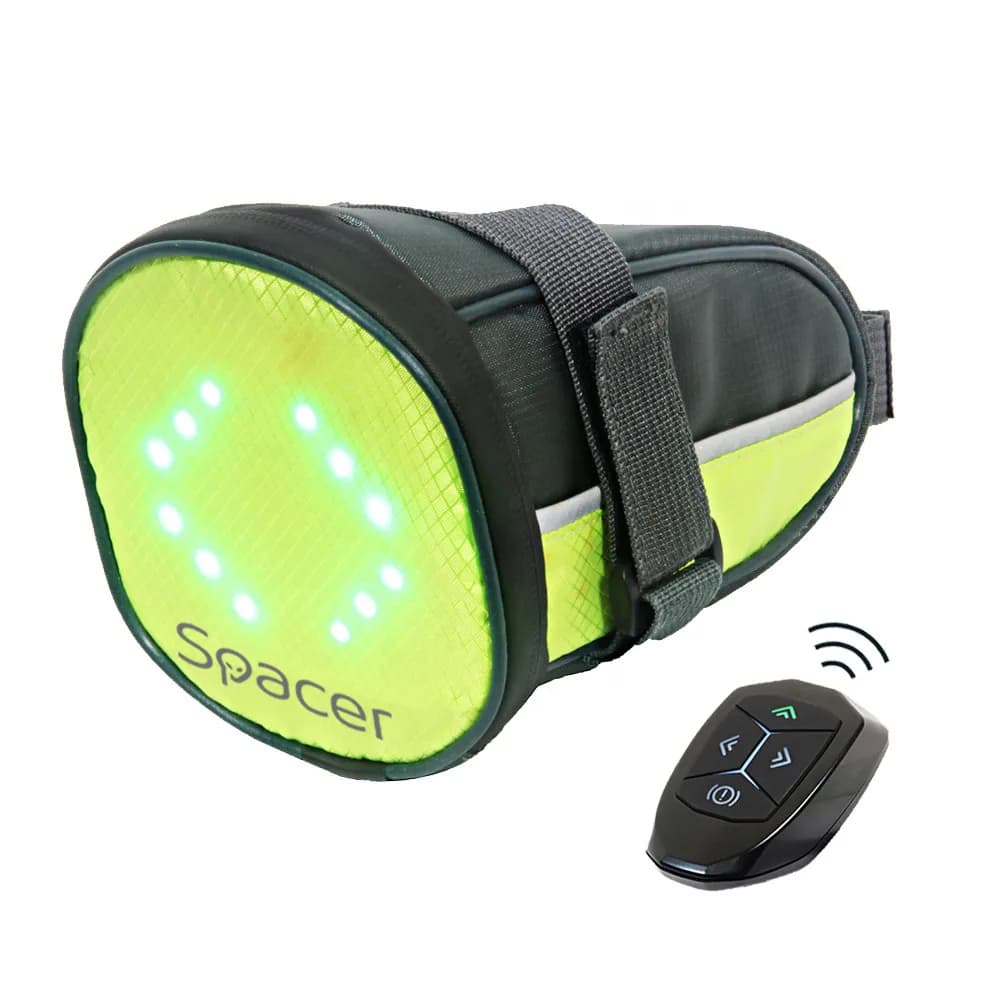 GEANTA reflectorizanta SPACER pentru Bicicleta, cu semnalizare LED prin telecomanda si de montat la sa, "SPBB-LEDSign" — miniatură
