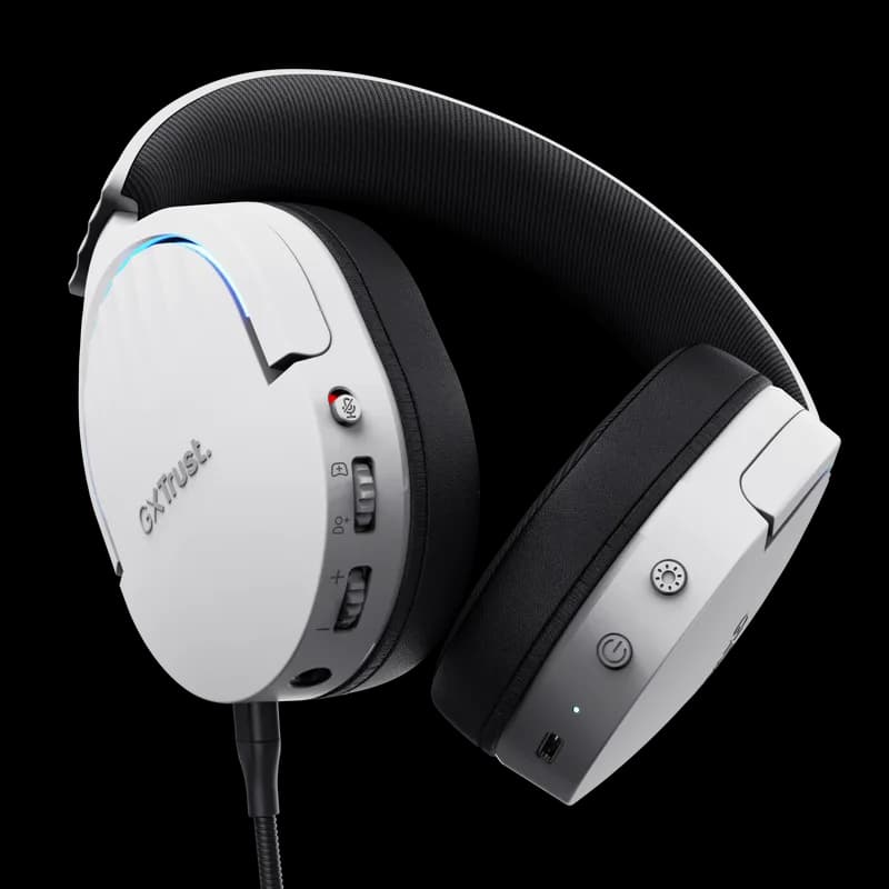 Casti Gaming Head-band Trust GXT 491W FAYZO, Wireless/Wired, Alb — miniatură