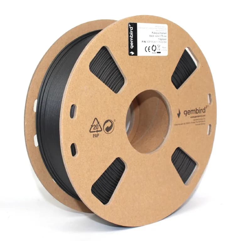 FILAMENT GEMBIRD pt. imprimanta 3d, PLA+, 1.75mm diamentru, 1Kg / bobina, aprox. 330m, topire 195-235 grC, black, "3DP-PLA+1.75-02-BK" — miniatură