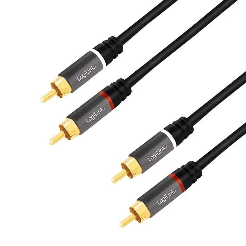 CABLU audio LOGILINK stereo (2x RCA T/T), 3m, conectori auriti, negru "CA1206"