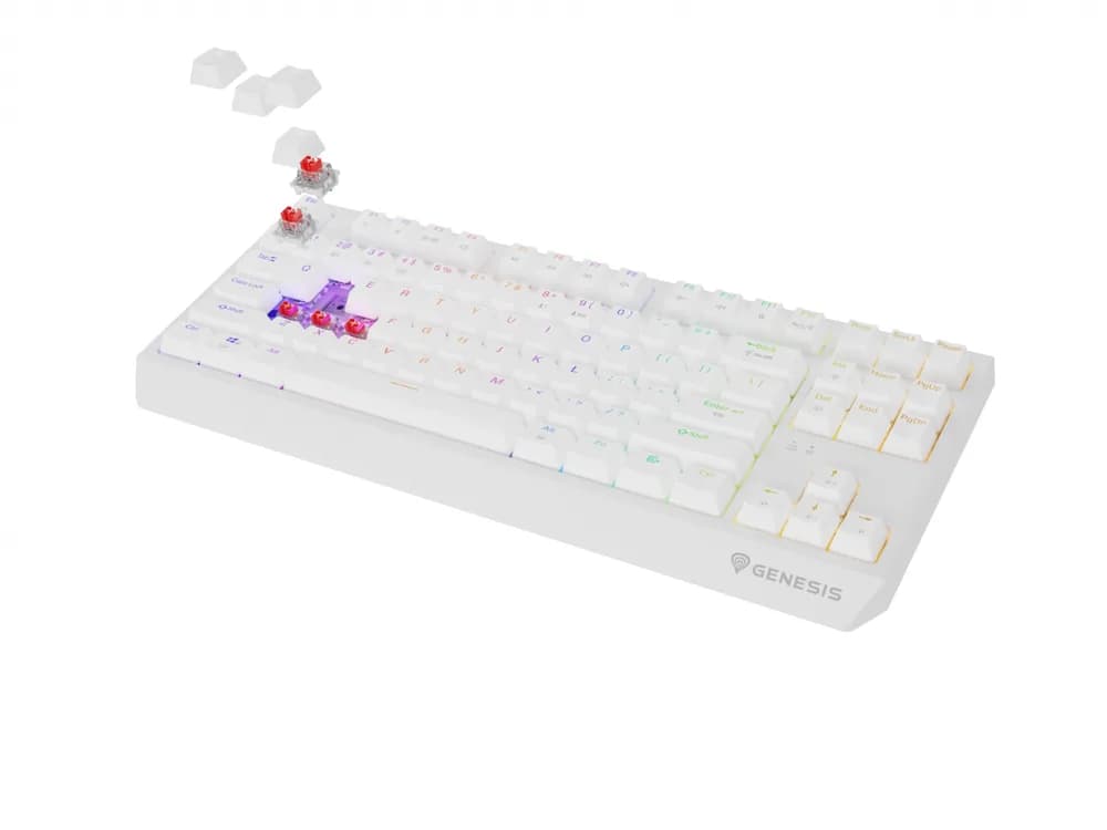 Tastatura Mecanica Gaming Genesis Thor 230 TKL, RGB, Wireless, Alb — miniatură