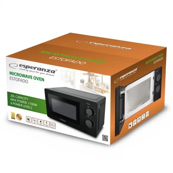 Cuptor cu microunde Esperanza Estofado EKO0011K 1100W 20l Negru "EKO011K" — miniatură