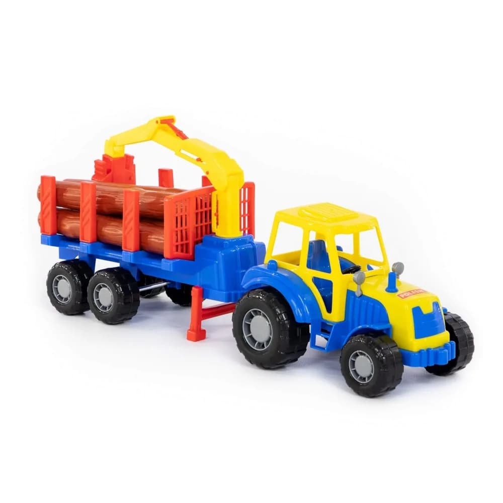 Tractor cu remorca lemne, 46,6x13,4x20 cm, Polesie — miniatură