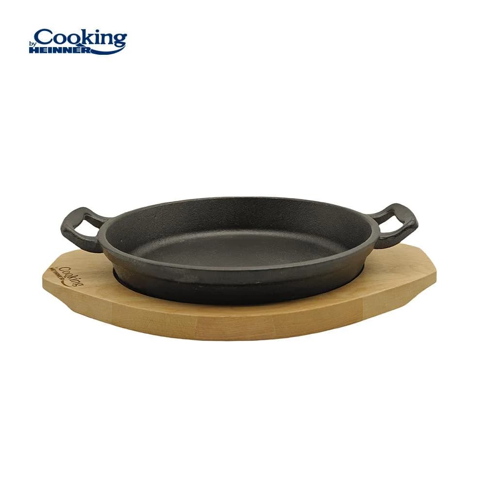 TIGAIE SERVIRE FONTA PURA CU SUPORT DE LEMN DIA 20 CM, COOKING BY HEINNER — miniatură