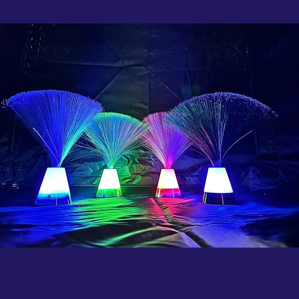 Set de 4 lămpi cu fibră optică – bază luminoasă — miniatură