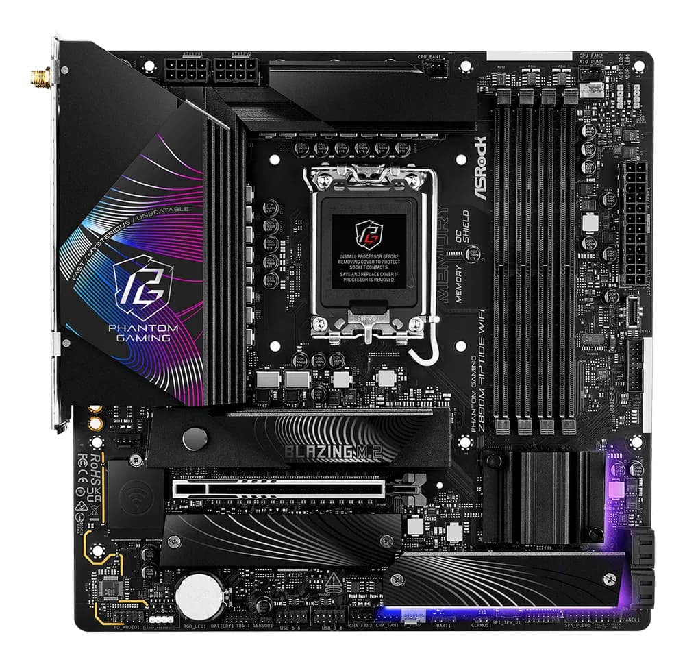 Placa de baza ASRock Z890M RIPTIDE WiFi Mainboard, Sockel LGA 1851, Intel Z890, Micro-ATX, DDR5 "90-MXBPK0-A0UAYZ" — miniatură