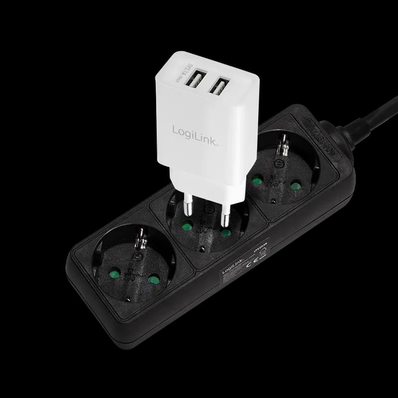 PRELUNGITOR LOGILINK, Schuko x 3, cablu 3G 1.5mm2, 230 V/16 A, 50 Hz, max. 3500 W, IP20, 1.5m, negru, "LPS205B"