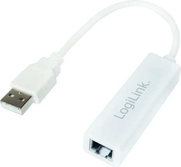 CABLU USB LOGILINK adaptor, USB 2.0 (T) la RJ45 (M), 10cm, 10/100 Mbit/s, alb, "UA0144B"
