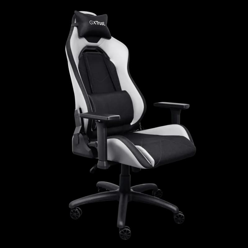 Scaun gaming Trust GXT 714B Ruya Comfortable, roti, ridicare pe gaz clasa 4, adjustabil pe inaltime, material plastic + PU leather, greutate maxima suportata 150 kg, negru/alb