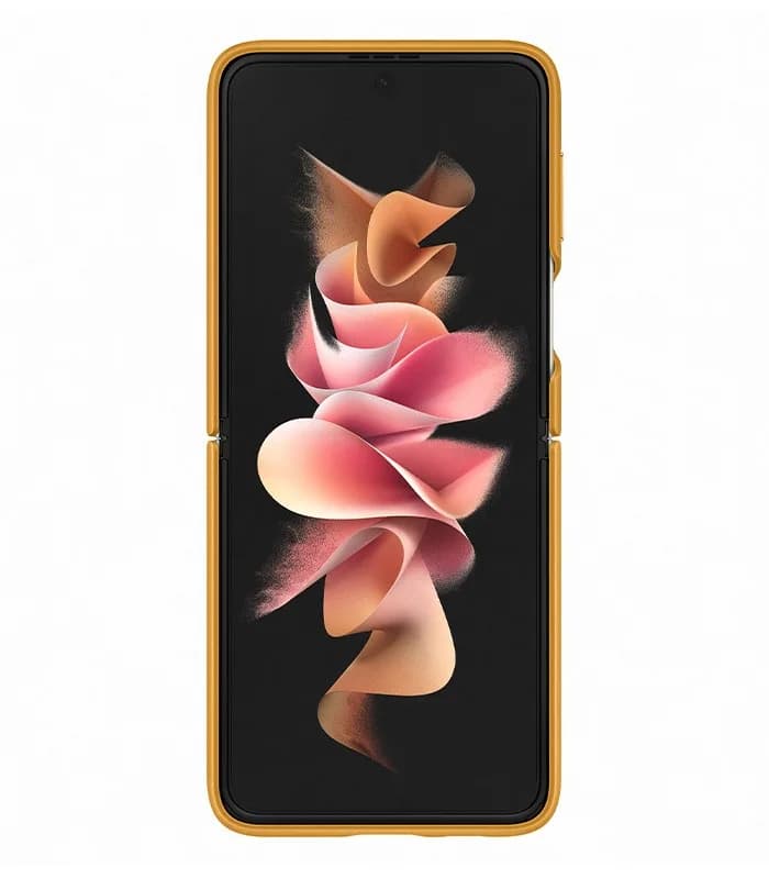 HUSA Smartphone Samsung, pt Galaxy Z Flip3, tip back cover (protectie spate), piele, ultrasubtire, galben, "EF-VF711LYEGWW" — miniatură