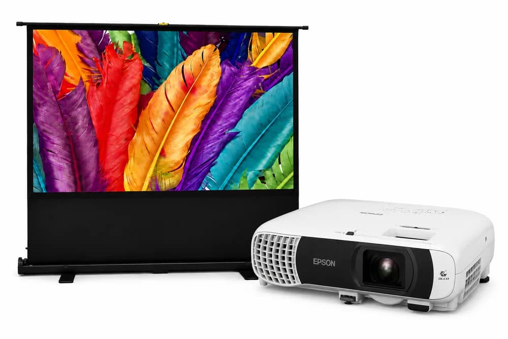 Pachet de proiecție Epson EB-FH18 + Ecran Portabil Pull-Up Blackmount 110"'(244x137) - TG26